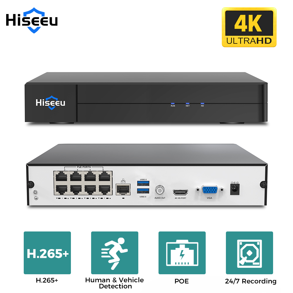 Home Security Cameras - Hiseeu 8CH 4K PoE NVR Rede