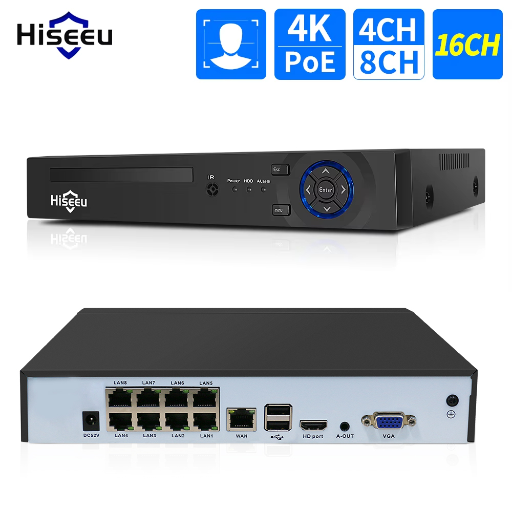 Home Security Cameras - Hiseeu 4ch 10ch 16ch 4k 8mp