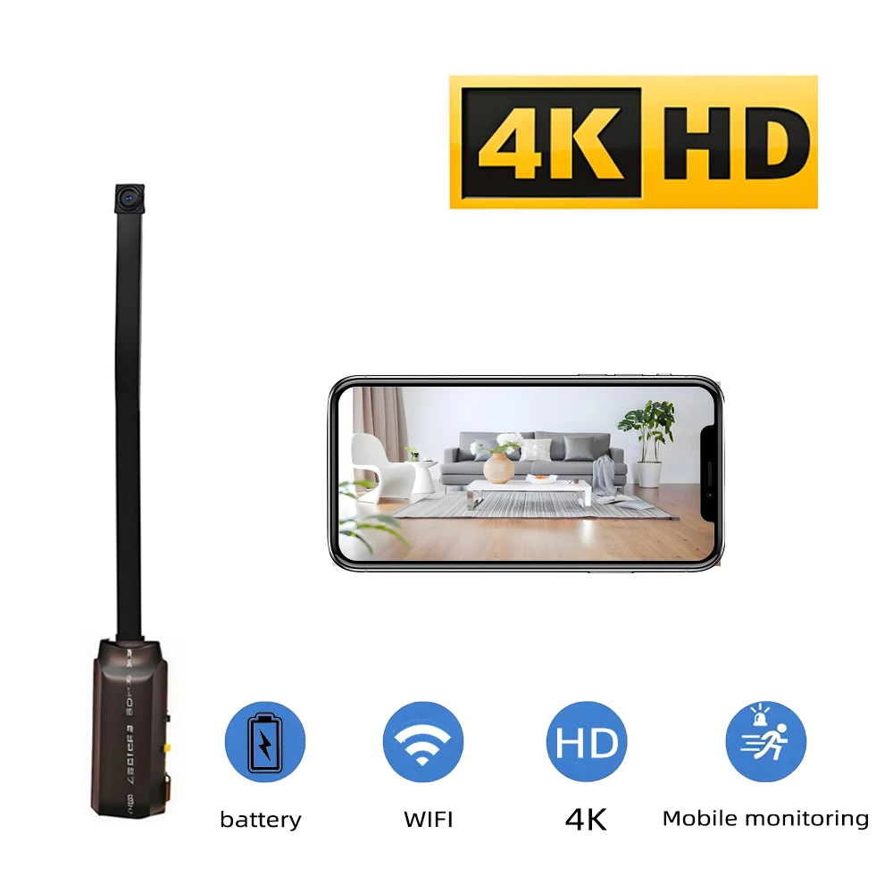 Home Security Hidden Cameras - Versão Atualizada, Câmera Mini WiFi 4K